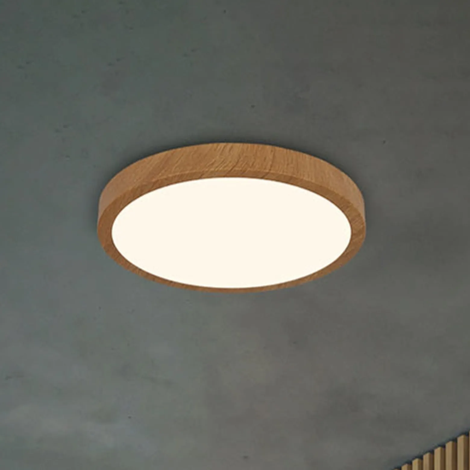 LED-Deckenlampe Runa Wood Holzoptik 3.000 K Ø38cm
