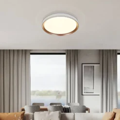 LED-Deckenlampe Saucer, weiß/latte, Ø 39 cm, Eisen/Acryl