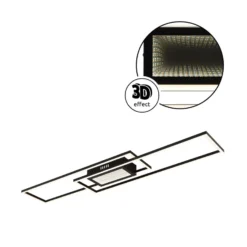 LED-Deckenlampe Saunders, Länge 96 cm, schwarz, 3D-Effekt