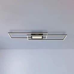 LED-Deckenlampe Saunders, Länge 96 cm, schwarz, 3D-Effekt