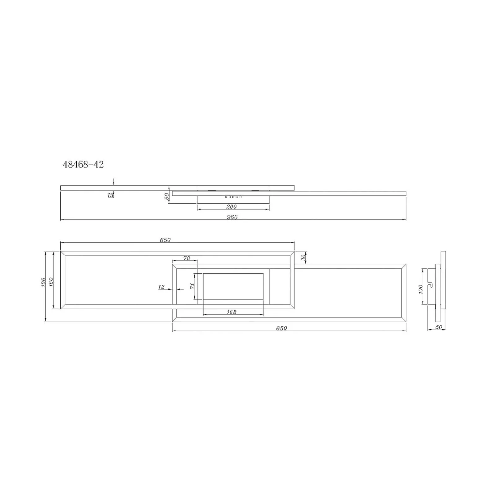 LED-Deckenlampe Saunders, Länge 96 cm, schwarz, 3D-Effekt