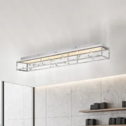 LED-Deckenlampe SKINA, chrom, 112 cm, CCT, dim Fernbedienung