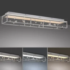 LED-Deckenlampe SKINA, chrom, 112 cm, CCT, dim Fernbedienung