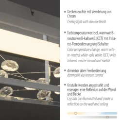 LED-Deckenlampe SKINA, chrom, 112 cm, CCT, dim Fernbedienung