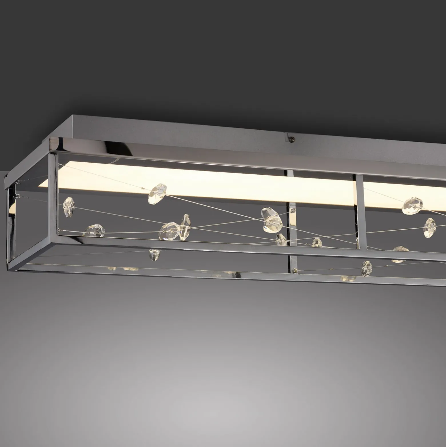 LED-Deckenlampe SKINA, chrom, 112 cm, CCT, dim Fernbedienung