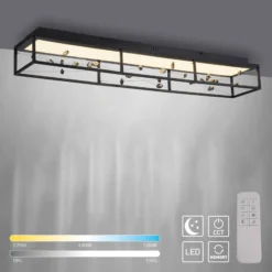 LED-Deckenlampe SKINA, schwarz, 112 cm CCT dim Fernbedienung