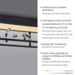 LED-Deckenlampe SKINA, schwarz, 112 cm CCT dim Fernbedienung