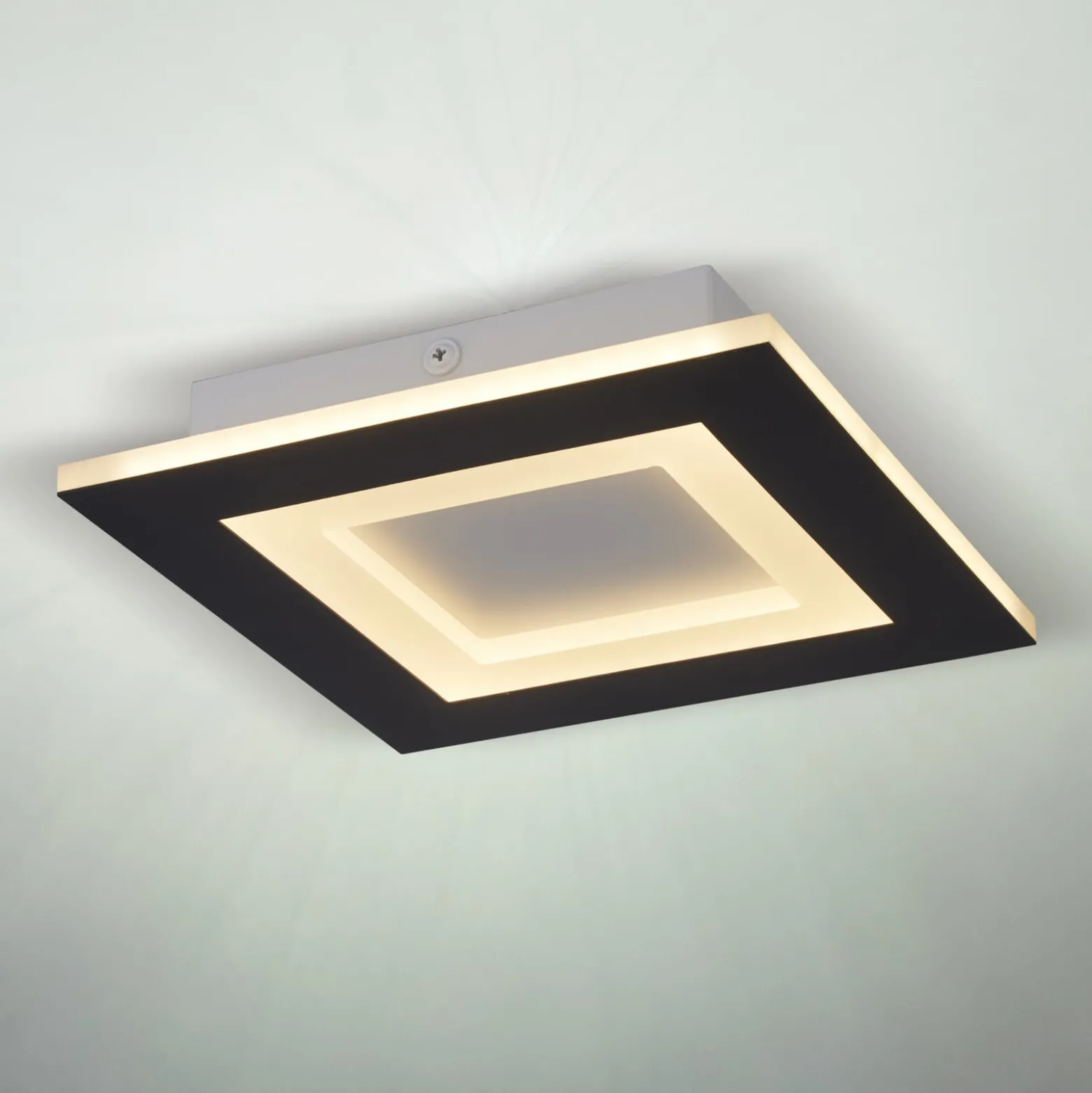 LED-Deckenlampe Squary, Länge 39 cm, schwarz/weiß Eisen, CCT