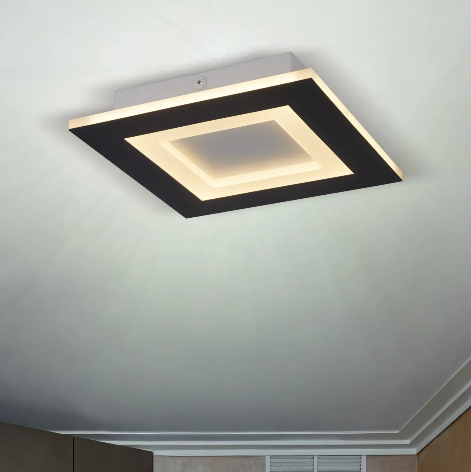 LED-Deckenlampe Squary, Länge 39 cm, schwarz/weiß Eisen, CCT