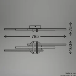 LED-Deckenlampe Tinka, hellgrau/braun, Länge 78 cm