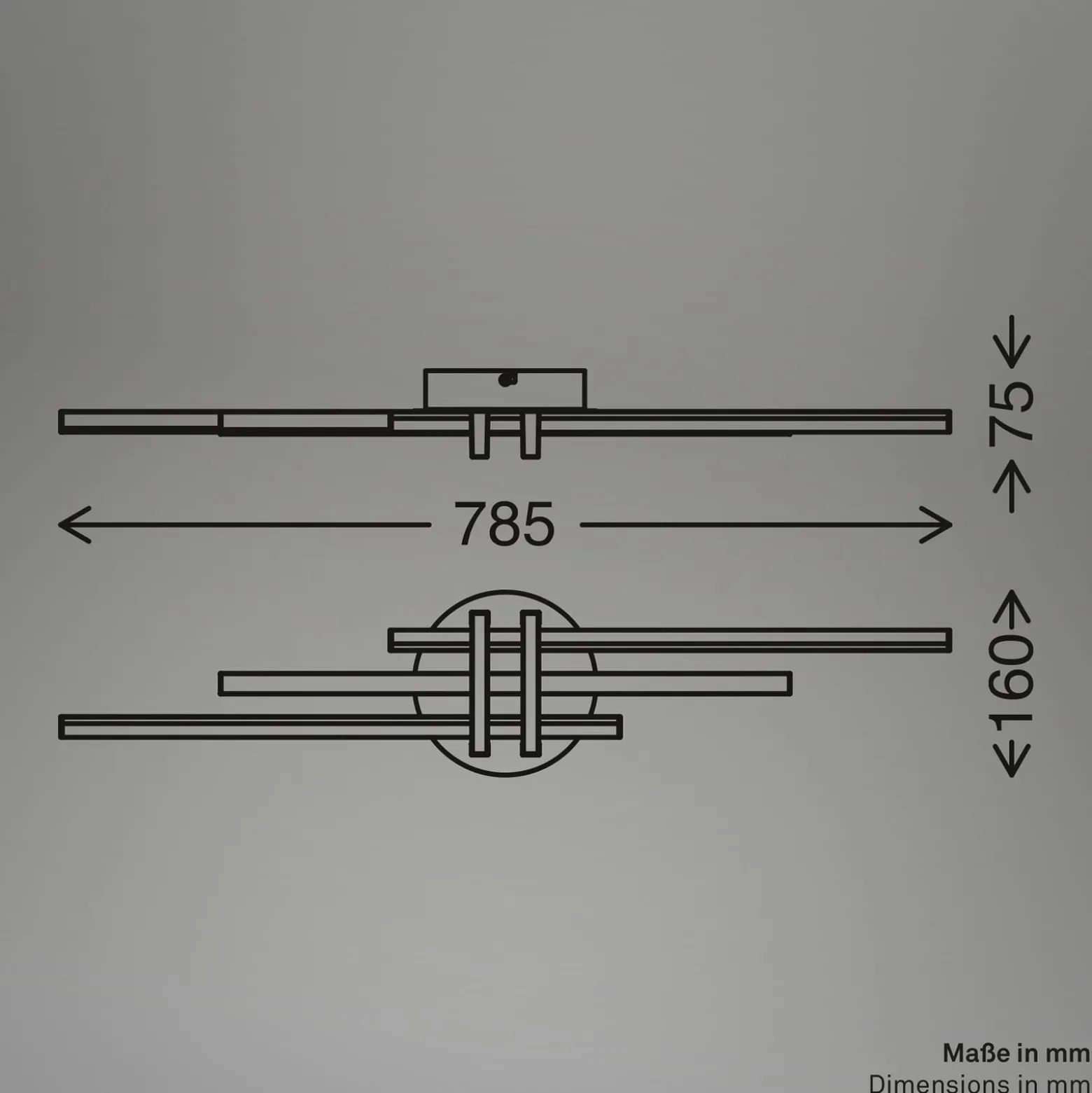 LED-Deckenlampe Tinka, hellgrau/braun, Länge 78 cm
