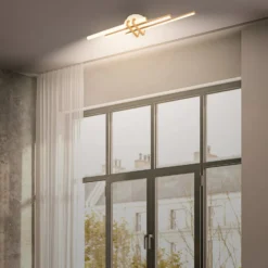 LED-Deckenlampe Tinka, hellgrau/braun, Länge 78 cm
