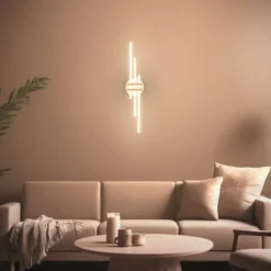 LED-Deckenlampe Tinka, hellgrau/braun, Länge 78 cm