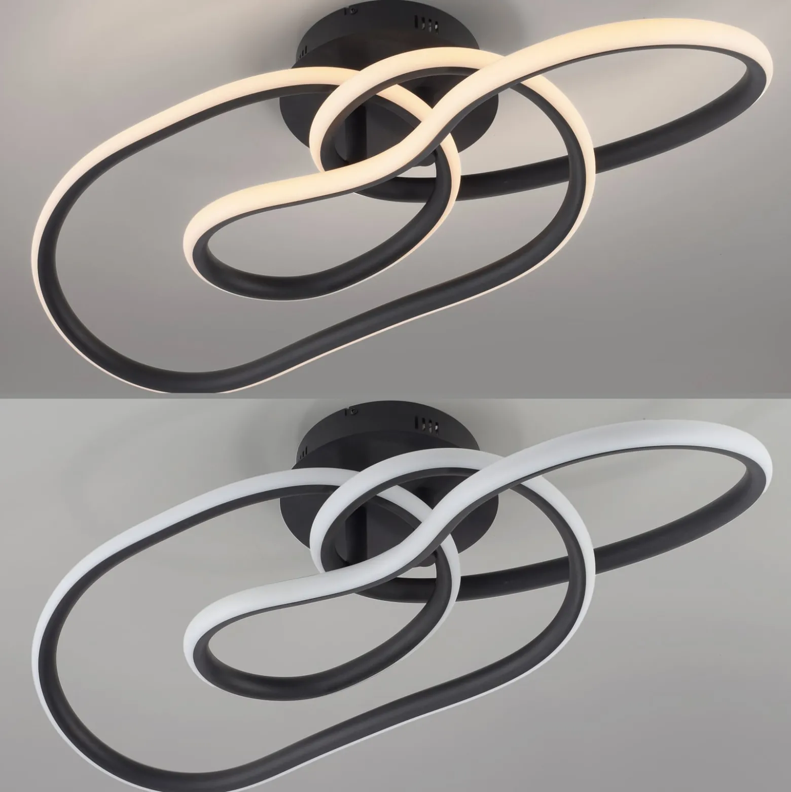 LED-Deckenlampe TWIST, schwarz, Länge 90 cm Metall switchdim