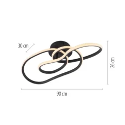 LED-Deckenlampe TWIST, schwarz, Länge 90 cm Metall switchdim
