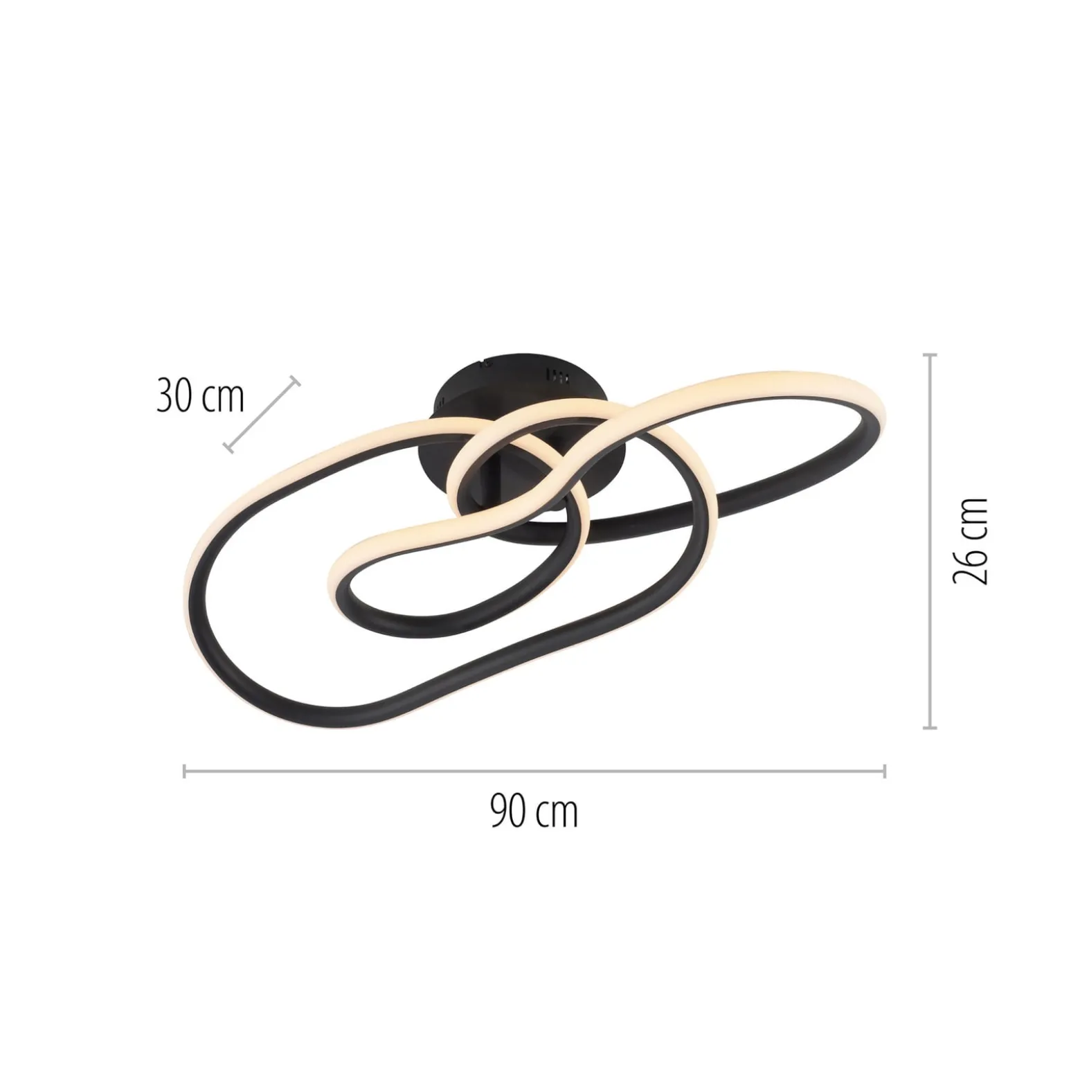 LED-Deckenlampe TWIST, schwarz, Länge 90 cm Metall switchdim