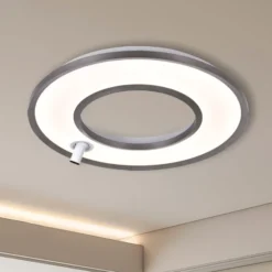LED-Deckenlampe Valeria, grau gebürstet, Ø 60 cm, Metall