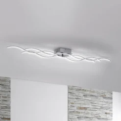 LED-Deckenlampe Wave 3.000K 139,5x16cm stahl
