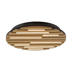 LED-Deckenleuchte Akustik, Ø 38 cm, Holz natur, Metall