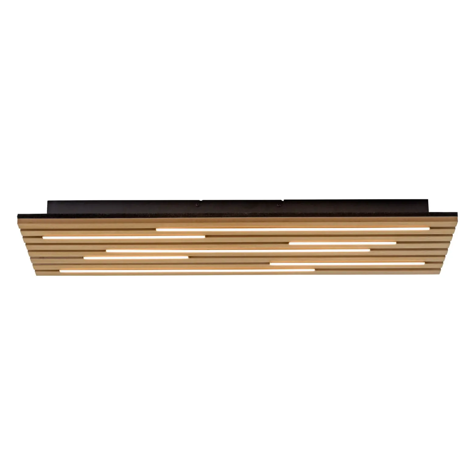 LED-Deckenleuchte Akustik, 80 x 30 cm, Holz natur, Metall