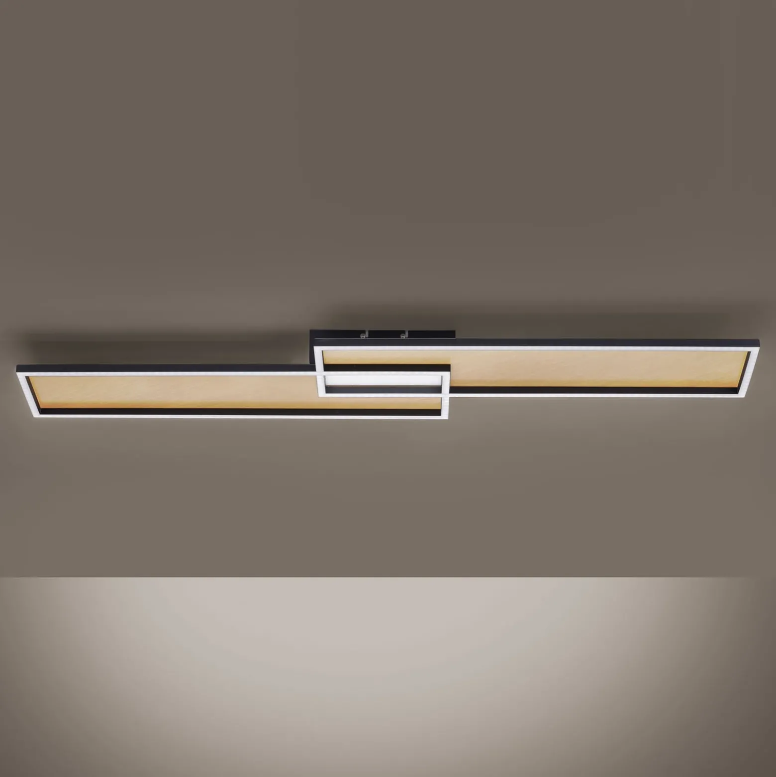 LED-Deckenleuchte Amara, zwei Rechtecke, schwarz