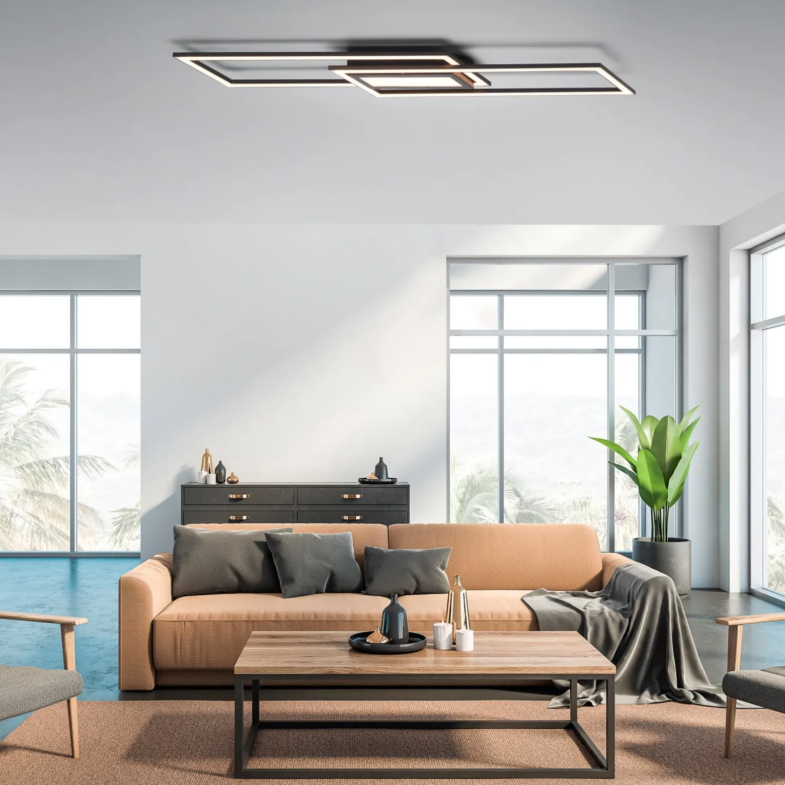 LED-Deckenleuchte Asmin, CCT, schwarz, 100x17,9cm