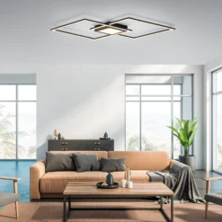 LED-Deckenleuchte Asmin, CCT, schwarz, 106x37cm