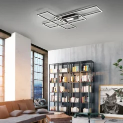 LED-Deckenleuchte Asmin, CCT, schwarz, 98,9x69,4cm
