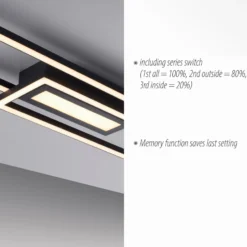LED-Deckenleuchte Asmin, CCT, schwarz, 95x17,5cm