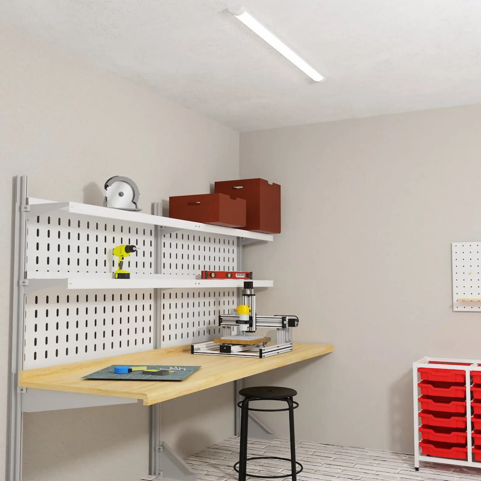 LED-Deckenleuchte Batten, Länge 120 cm, Alu, weiß, 4.000 K
