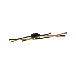 LED-Deckenleuchte Bloom Swirl schwarz/holz