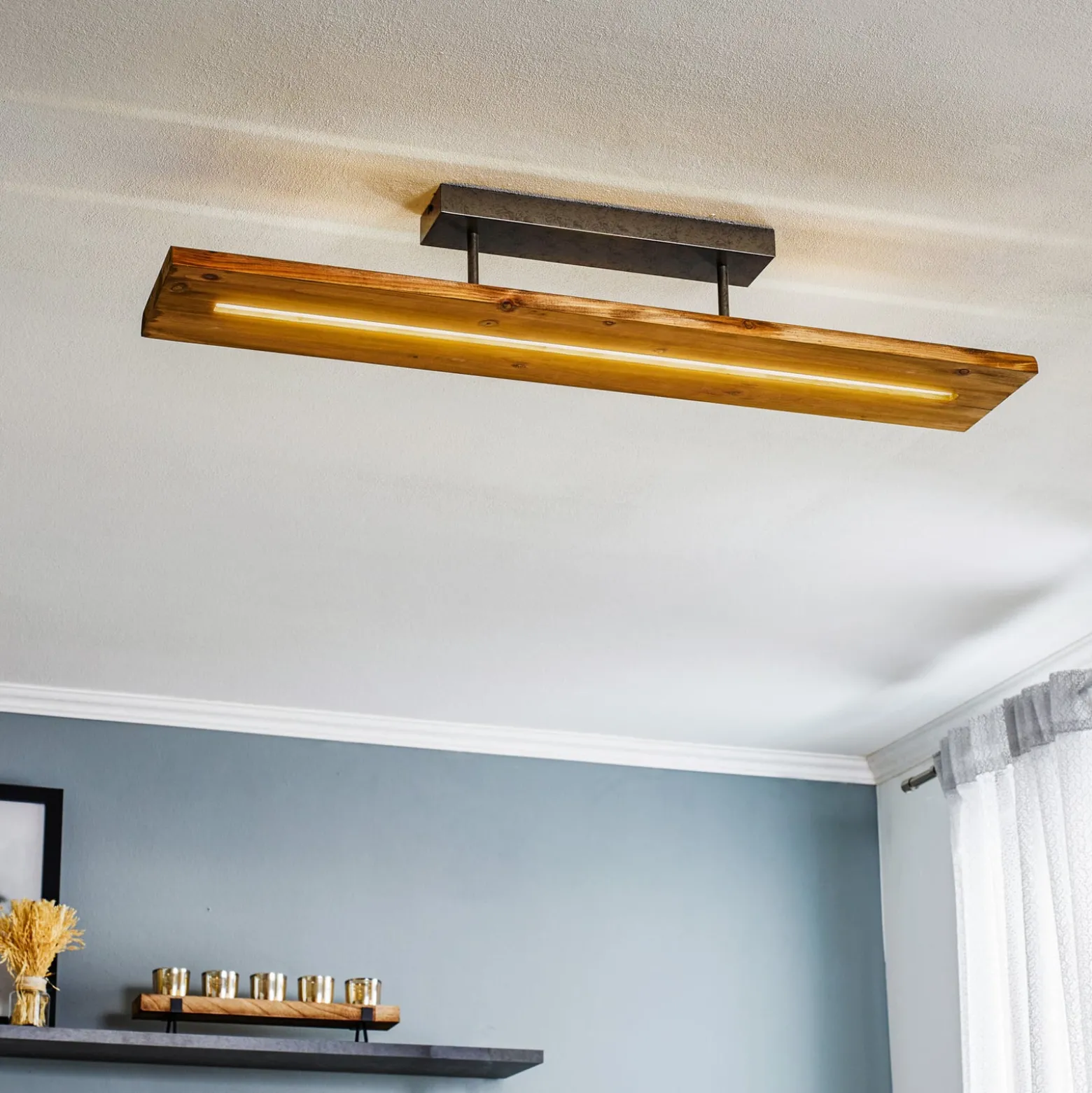 LED-Deckenleuchte Brad aus Holz