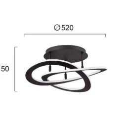 LED-Deckenleuchte Charlie, Ø 52 cm, schwarz