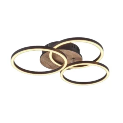 LED-Deckenleuchte Circle 3-flg. Fernbedienung Holz