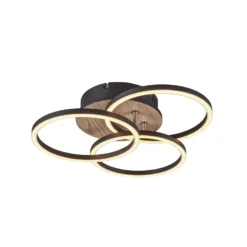 LED-Deckenleuchte Circle 3-flg. Fernbedienung Holz
