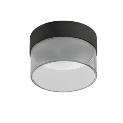 LED-Deckenleuchte Crumb, schwarz, Ø 10,4 cm, Eisen, Glas