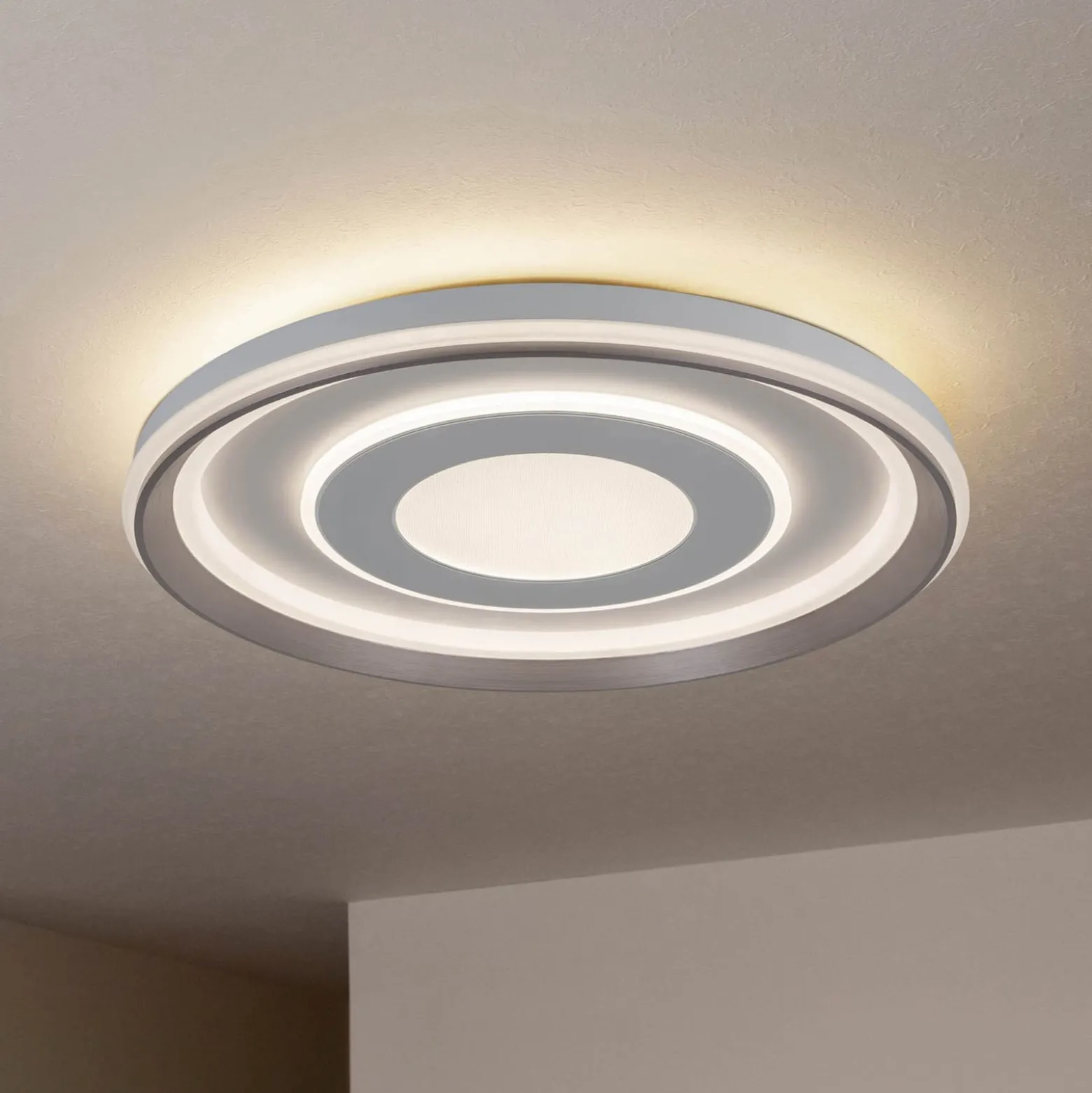 LED-Deckenleuchte Doira, weiß, Metall, Ø 50 cm, CCT, Remote