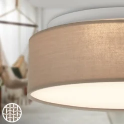 LED-Deckenleuchte Duck, taupe, Ø 30 cm, Textil, 3000K