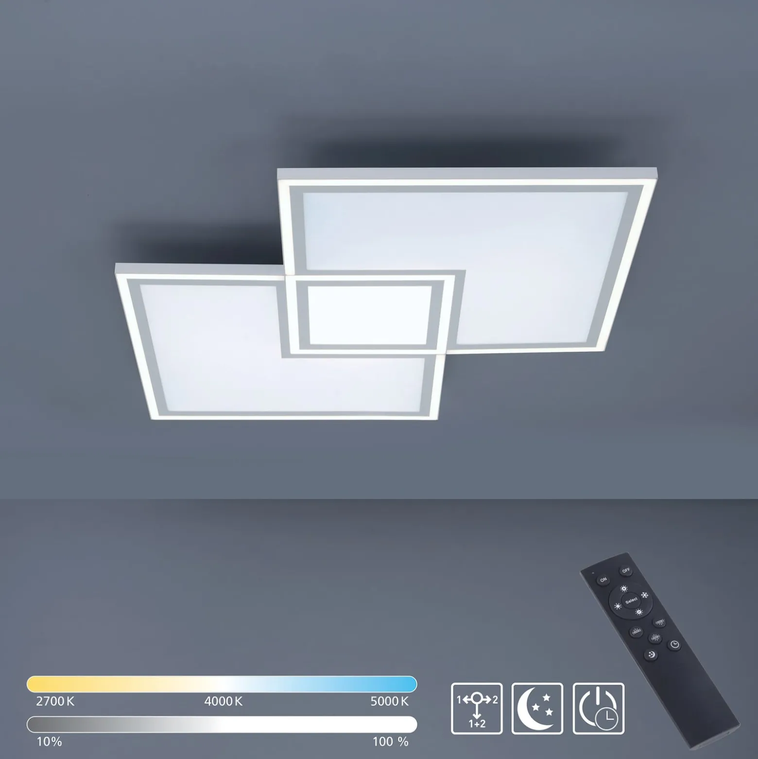 LED-Deckenleuchte Edging CCT, 67,5 x 67,5cm