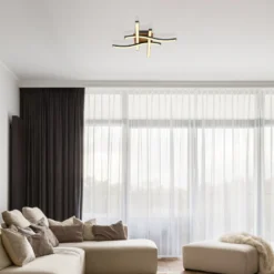 LED-Deckenleuchte Evita in Holzoptik