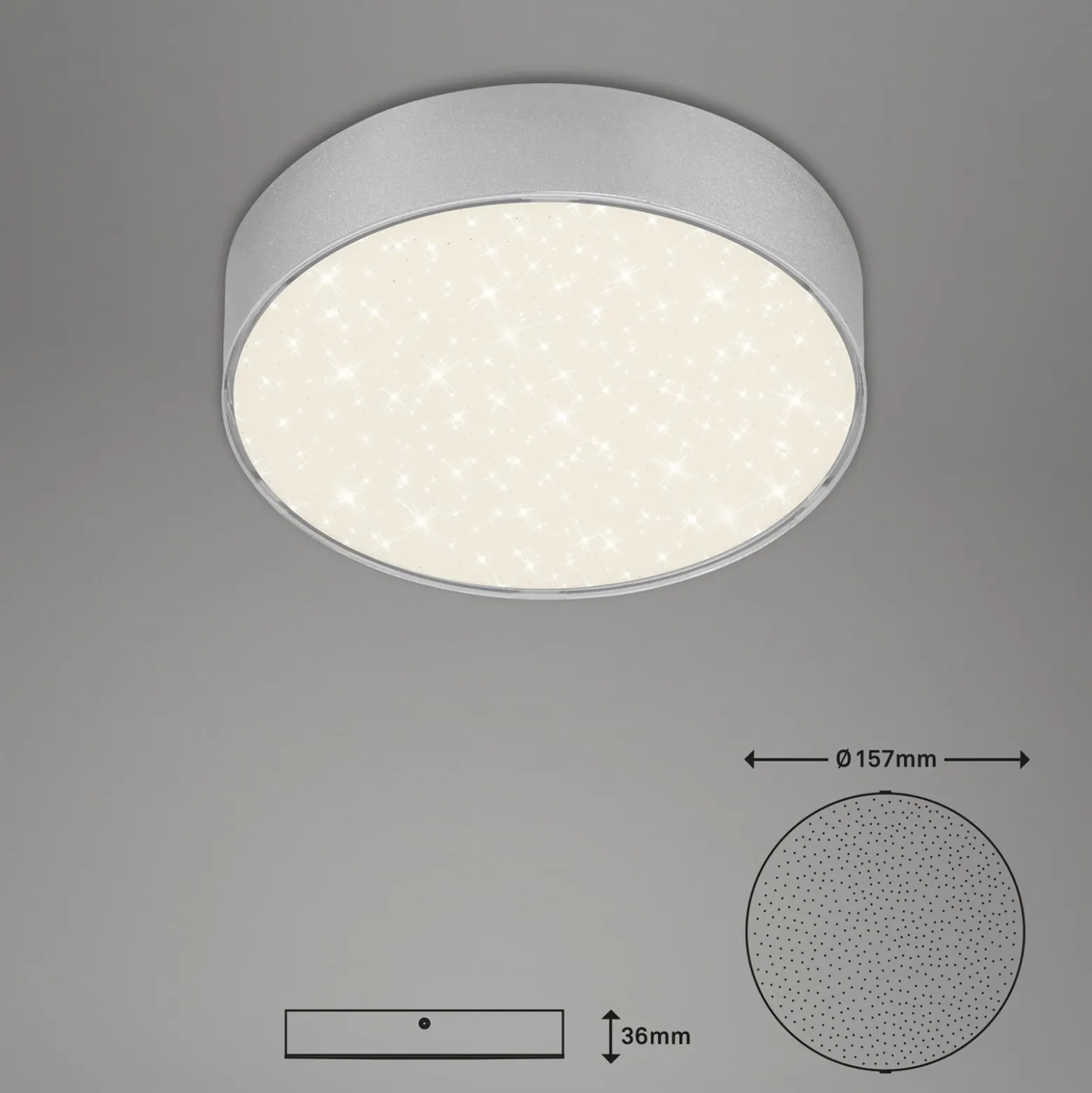 LED-Deckenleuchte Flame Star, Ø 15,7 cm, silber