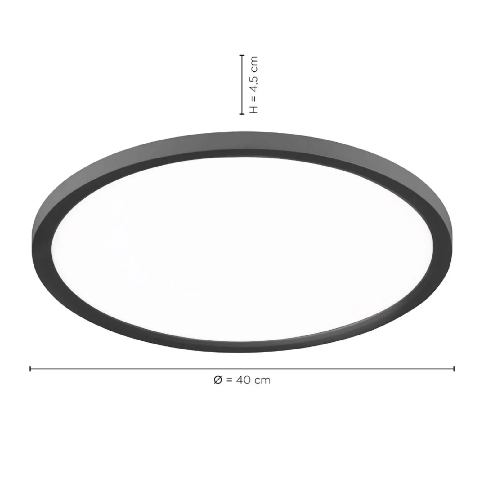LED-Deckenleuchte Flat CCT, Ø 40 cm, schwarz