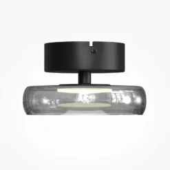 LED-Deckenleuchte FLOAT, grau/schwarz, Ø 20 cm, Glas/Metall