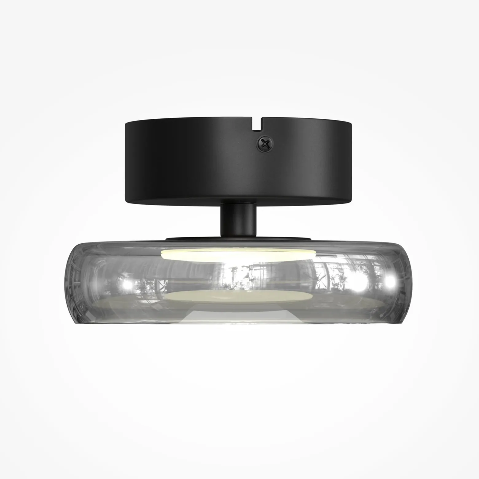 LED-Deckenleuchte FLOAT, grau/schwarz, Ø 20 cm, Glas/Metall