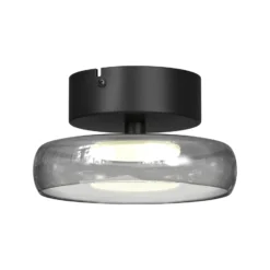 LED-Deckenleuchte FLOAT, grau/schwarz, Ø 20 cm, Glas/Metall