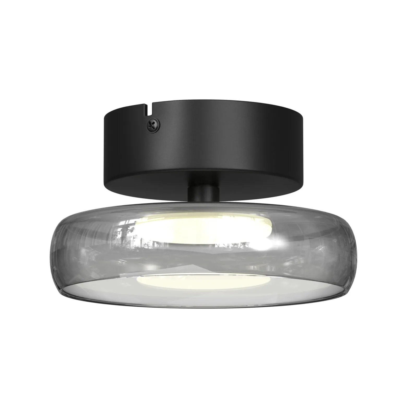 LED-Deckenleuchte FLOAT, grau/schwarz, Ø 20 cm, Glas/Metall