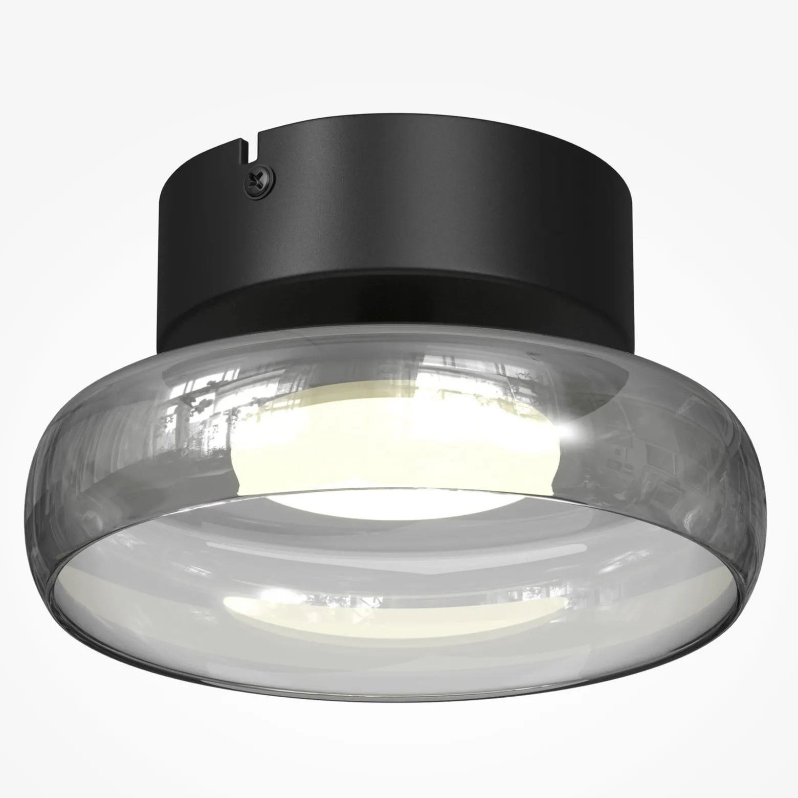 LED-Deckenleuchte FLOAT, grau/schwarz, Ø 20 cm, Glas/Metall