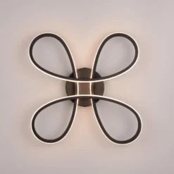 LED-Deckenleuchte Fly, schwarz matt, 3.000 K, 40 cm x 40 cm