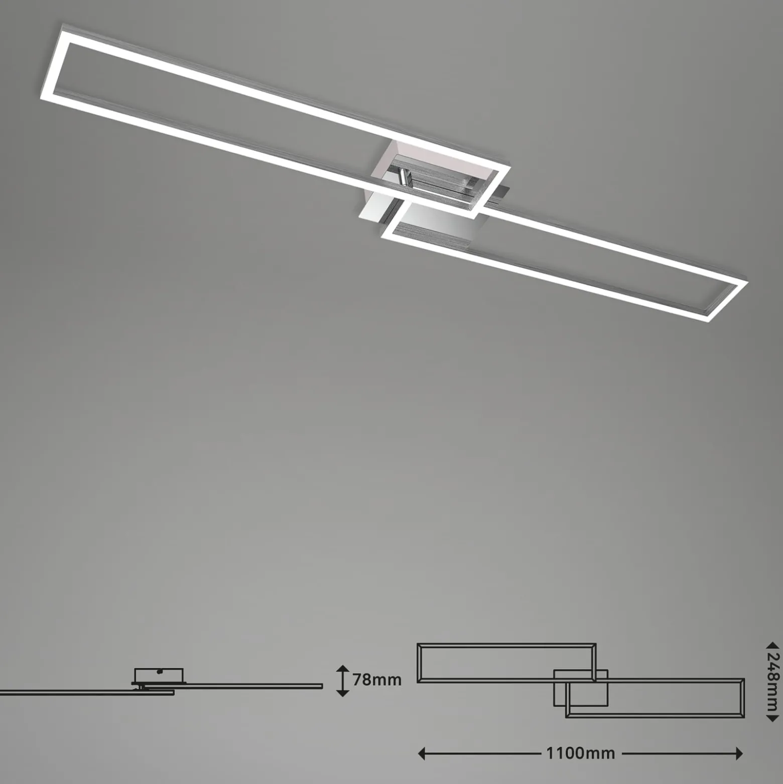 LED-Deckenleuchte Frame, Fernbedienung, chrom