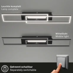 LED-Deckenleuchte Frame Mid, 3.000 K, schwarz